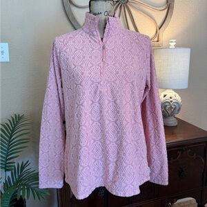 Eddie Bauer Pink Textured Quarter-Zip Pullover
